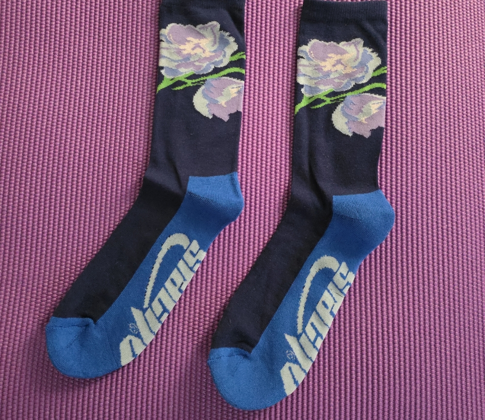 Nike Navy and Blue Floral Crew Socks
